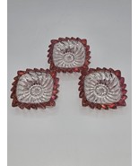 Cranberry Ruby Flash Glass Square Cigarette Ashtray Set of 3 Vintage 3.25&quot; - $1,009.66 MXN