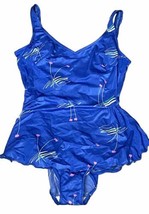 Vintage 80’S louisa brooks Blu Elettrico Gonna one piece Bagno Suit Taglia 16 - £15.73 GBP