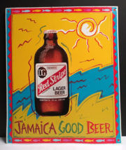 Red Stripe Bottle Jamaica Good Beer Embossed Fish Sun Metal Tin Sign 20&quot;... - £63.79 GBP