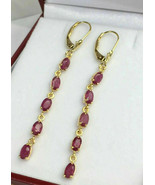 4.50Ct Oval Cut Red Ruby Long Dangle Leverback Earrings 14k Yellow Gold ... - €80,54 EUR