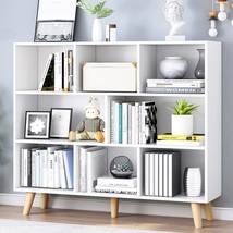 Iotxy Wooden Open Shelf Bookcase - 3-Tier Floor Standing Display, Warm White - £122.66 GBP