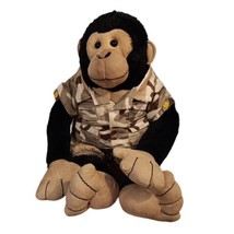 Animaland 16&quot; Nanco Black Monkey Plush In Military Clothes 2007 Stuffed Animal - £13.20 GBP