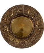 Vintage Asian Brass Round Tray 12 Chinese Zodiac Horoscope Animals Drago... - £22.37 GBP