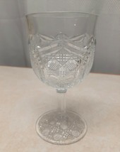 EAPG Pittsburgh Daisy, Cane &amp; Button Clear Glass Goblet Stemware 5 3/4 i... - £7.77 GBP