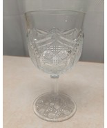 EAPG Pittsburgh Daisy, Cane &amp; Button Clear Glass Goblet Stemware 5 3/4 i... - £7.89 GBP