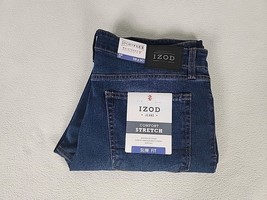 IZOD Dove Blue Sportsflex Slim Fit Straight Leg Denim Jeans 36X30 Mens I... - $28.99