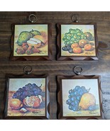 Vintage MidCentury HOMCO Still Life Fruit Wood Wall Plaques Decor Hangin... - $24.96