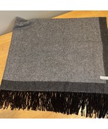 Williams Sonoma Cashmere Wool Blanket Throw Black Gray 50”x70” Fringe - $257.96 CAD