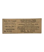 Vintage Kennywood Park Hupmobile Auto Gift Coupon Labor Day 1930 Pittsbu... - $44.77 CAD