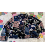 Floral Tapestry Patchwork Jacket Lined Quilted Boxy Fit Cottagecore Medium - $49.14 CAD