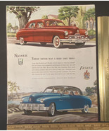 Vintage Print Ad Kaiser Frazer Family Cars Red Blue Automobiles 1940s Ep... - £12.60 GBP