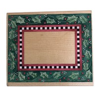 Wood Rubber Stamp Holly Frame Junk Journal Handmade Cards Crafter Scrapb... - $6.88