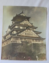 Vintage Japanese building Hand Painted photograph 1940&#39;s  9.5&quot; x 11.5&quot; - £78.69 GBP