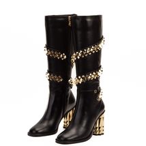 The Gladiator Black Leather Knee High Women Boot image 2