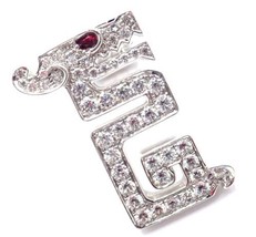 Authentic! Cartier Le Baiser Du Dragon 18k White Gold Diamond Ruby Pin Clip - £7,475.70 GBP