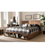 Svante Ash Walnut Brown King Size 4-Drawer Platform Storage Bed w/Shelves - $16,806.83 MXN