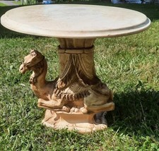 Vtg 18.5&quot; T Marble ? Top Plant Stand Side End Table Soapstone Camel Base - $494.99