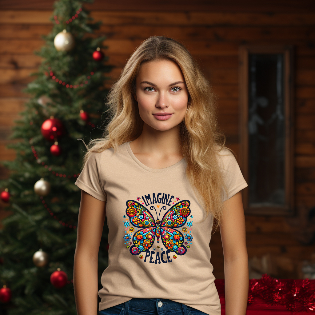 Primary image for Imagine Peace Floral Design T-Shirt, Floral Design, Imagine Peace T-Shirt