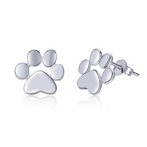 925 Silver Animal Dog Cat Paw Stud Earrings for Women Footprints Valentine&#39;s Day - £12.20 GBP