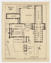 1924 Original Vintage Plan Of Rievaulx Abbey / England - £13.65 GBP