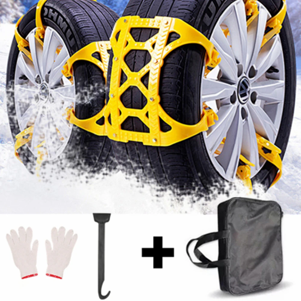 6PCS Nylon Snow Chain Car Rubber Chains Anti-skid Belts Winter Iron Tire Wheel - £82.21 GBP