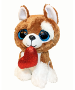 TY Beanie Boos SMOOTCHES Puppy Dog Valentine Heart Glitter Eyes Boo Toy ... - $15.95