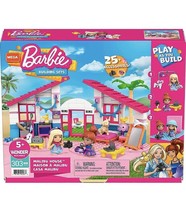 Barbie Malibu House Building Toys by Mega with 303 Bricks Gift Set for Ages 5+ - £32.71 GBP