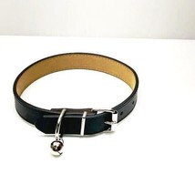 Genuine leather dog collar belt black color large size - £14.08 GBP