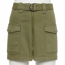 SO® D-Ring Belted Stretch Mini Skirt Burnt Olive Women&#39;s Jr. Sz 9/29W WT... - $20.47