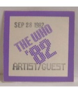 THE WHO / PETETOWNSHEND - ORIGINAL SEP 28 1982 CLOTH SHOW BACKSTAGE PASS - $15.00