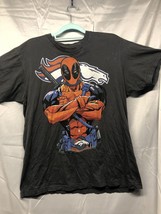 Deadpool Broncos Football American apparel Grey XL T-shirt Made In America - $11.88