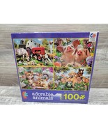 NEW &quot;Adorable Animals&quot; Ceaco Kid Puzzles 4 In 1 Ages 5+ 100 pc Each 2012... - $24.19