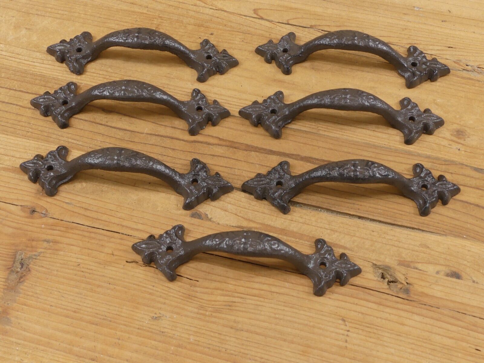 7 Cast Iron RUSTIC Barn Handle Gate Pull Shed Door Handles 6 1/4&quot; Drawer... - $23.99
