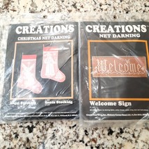 Creations Net Darning Kits Christmas Angel Stocking #944 &amp; Welcome Sign ... - $5.00