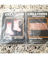 Creations Net Darning Kits Christmas Angel Stocking #944 &amp; Welcome Sign ... - $93.60 MXN