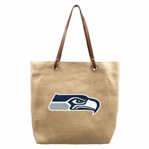 NFL Seattle Seahawks Burlap Jute Tote Bag Handbag Purse - £16.14 GBP