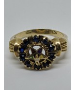 Vintage 10k Yellow Gold PSCO Blue Sapphire Star Ring Size 7 - £196.64 GBP