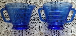 Vintage ~ Hazel Atlas ~ Modern-tone ~ Cobalt Blue ~ Creamer &amp; Sugar Bowl... - $740.38 MXN