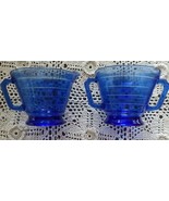 Vintage ~ Hazel Atlas ~ Modern-tone ~ Cobalt Blue ~ Creamer &amp; Sugar Bowl... - €34,24 EUR
