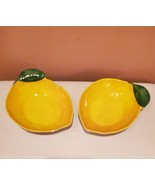 Lemon Tidbit Bowls, set of 2 Citrus shape Snack Dishes, Yellow Trinket T... - £11.79 GBP