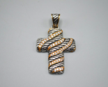 Sterling Silver Cross Pendant w Gold Tone Crystal Wrap Accent 925 ATR 9.... - £30.59 GBP