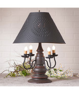 3-Way COLONIAL TABLE LAMP &amp; 17&quot; Punched Tin Shade - ESPRESSO Distress Fi... - £358.85 GBP
