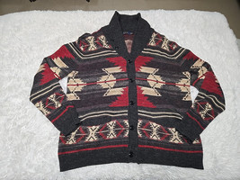 Polo Ralph Lauren XXL Men&#39;s Red Aztec Southwestern Print Shawl Cardigan ... - £103.35 GBP