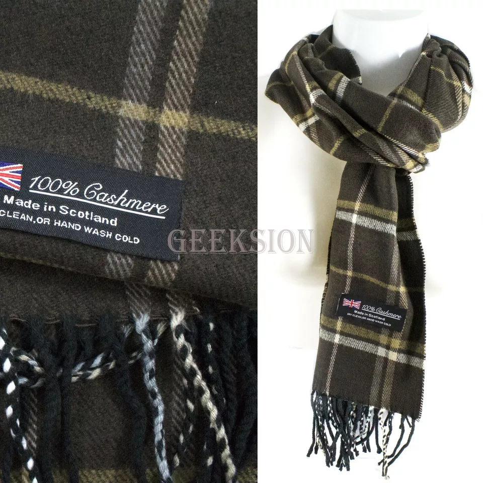 Winter Unisex 100% Cashmere Scarf Plaid, Solid &amp; Striped Wool Designs (24) - $18.99
