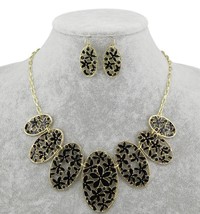 18k gp flower rhinestone necklace earring set womens jewelry fashion jewelry - £28.12 GBP