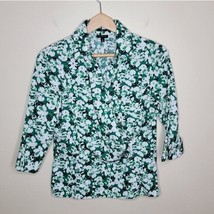 Talbots | Green Floral Crossover Front Shirt, womens size 4 - £15.17 GBP