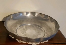 Vintage ~ Hand Wrought Aluminum Bowl ~ Scroll Pattern ~ Scalloped Edge D... - $42.10 CAD