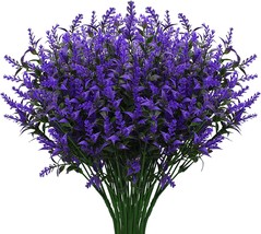 U/D 12 Bundles Artificial Lavender Fake Flowers Outdoor Uv Resistant, Purple - £23.97 GBP