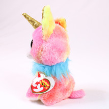 Ty Beanie Boos YIPS Pink And Yellow Unicorn Chihuahua Dog Plush Toy 6" Colorful - $7.85