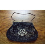Purse -  Black Beaded Purse with Flower Design Vintage - $2,280.82 MXN
